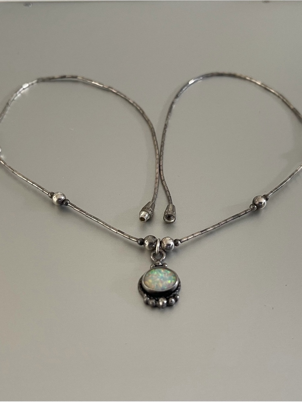 Vintage Liquid Sterling Silver Opal Pendant Necklace
